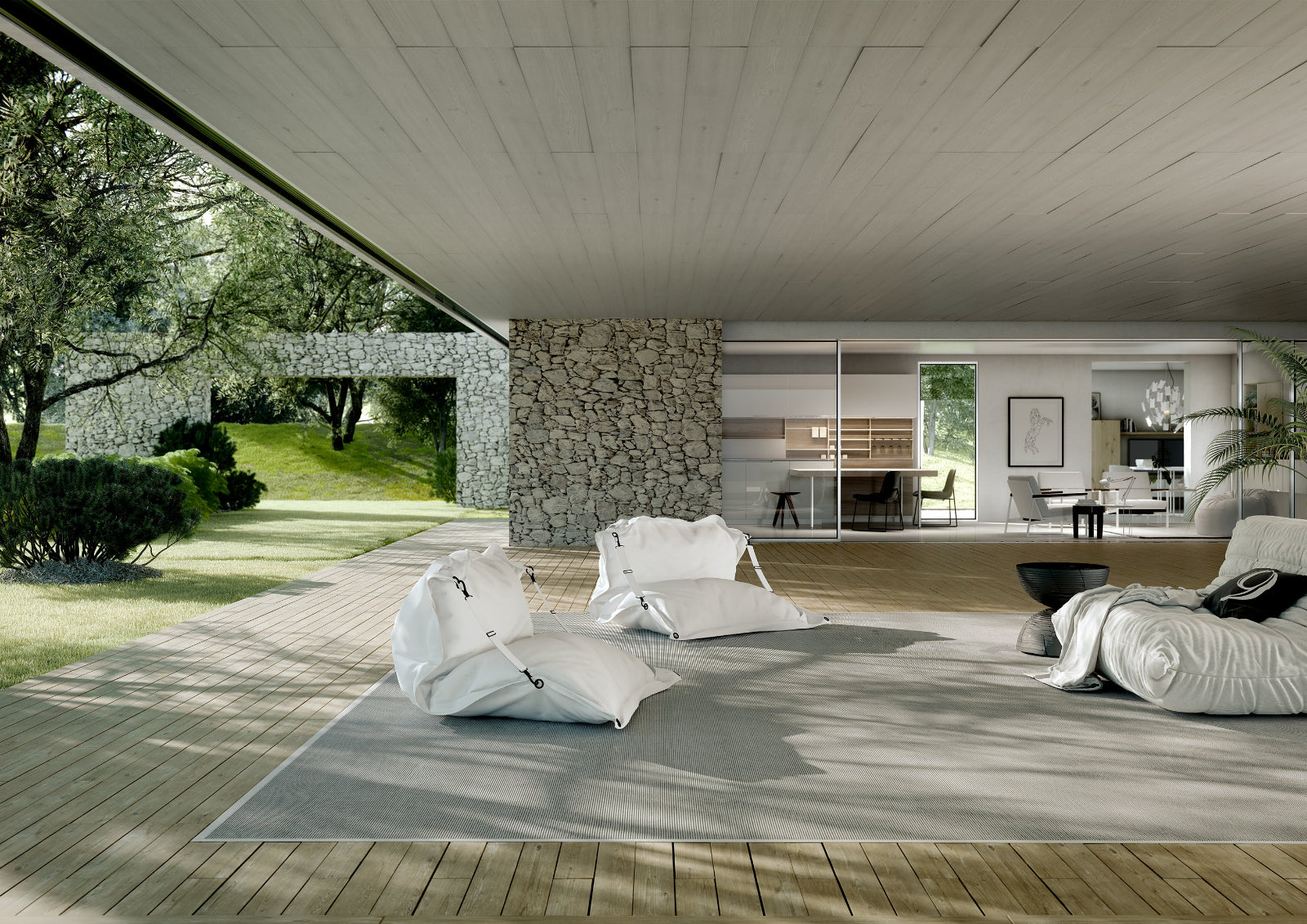 zilvergrijs buitenkleed fine boucle synthetic sisal
